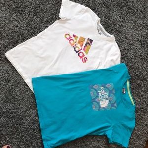 Girls tee shirts size 14 adidas and northface